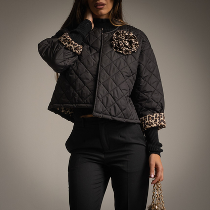 Padded Jacket with Animal Print Lining