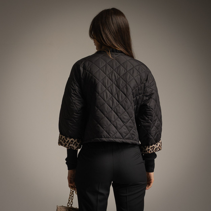 Padded Jacket with Animal Print Lining